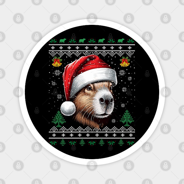 Capybara Santa Magnet by JessArty